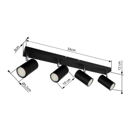 Globo - Kohdevalo 4xGU10/35W/230V musta