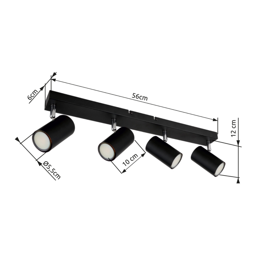 Globo - Kohdevalo 4xGU10/35W/230V musta