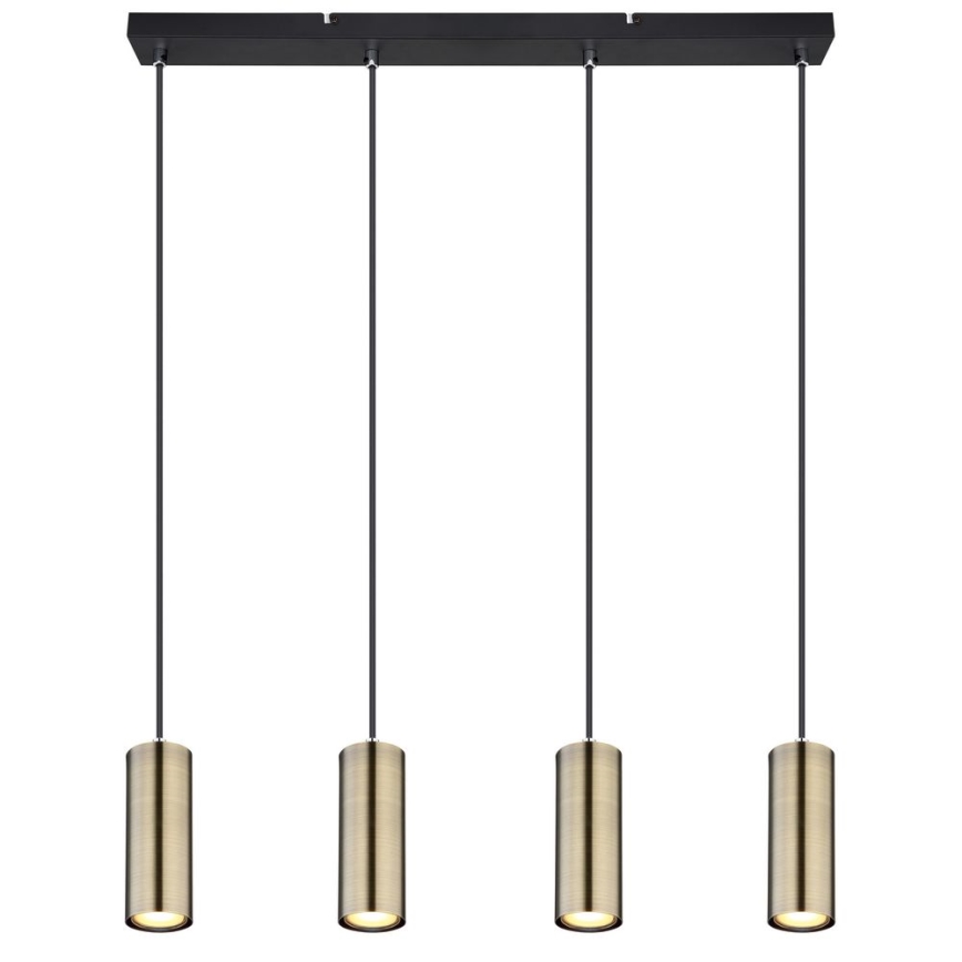 Globo - Kattokruunu johdossa 4xGU10/35W/230V musta/messinki