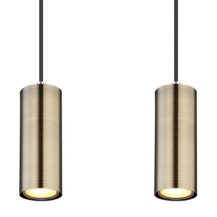 Globo - Kattokruunu johdossa 4xGU10/35W/230V musta/messinki