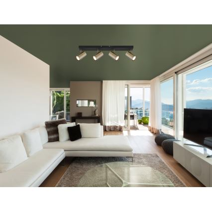 Globo - Kohdevalo 4xGU10/35W/230V musta/messinki