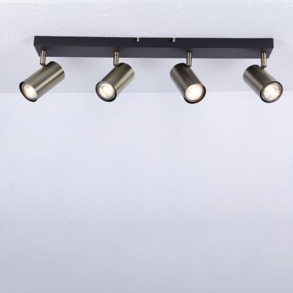 Globo - Kohdevalo 4xGU10/35W/230V musta/messinki