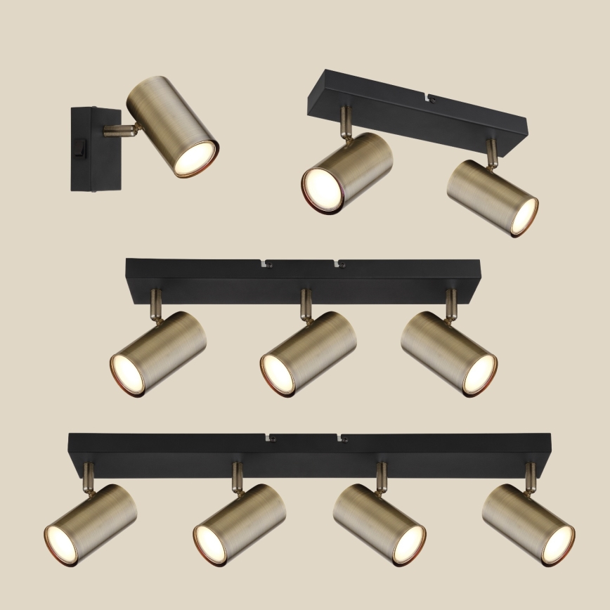 Globo - Kohdevalo 4xGU10/35W/230V musta/messinki