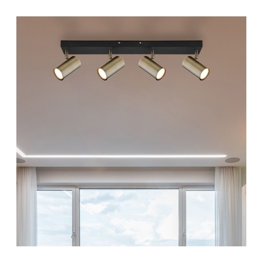 Globo - Kohdevalo 4xGU10/35W/230V musta/messinki