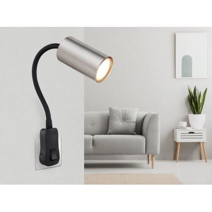 Globo - seinään asennettava pistokkeellinen kohdevalaisin 1xGU10/35W/230V mattakromi