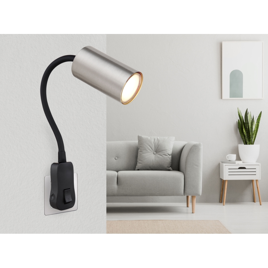 Globo - seinään asennettava pistokkeellinen kohdevalaisin 1xGU10/35W/230V mattakromi