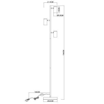 Globo - Lattialamppu 3xGU10/5W/230V harmaa