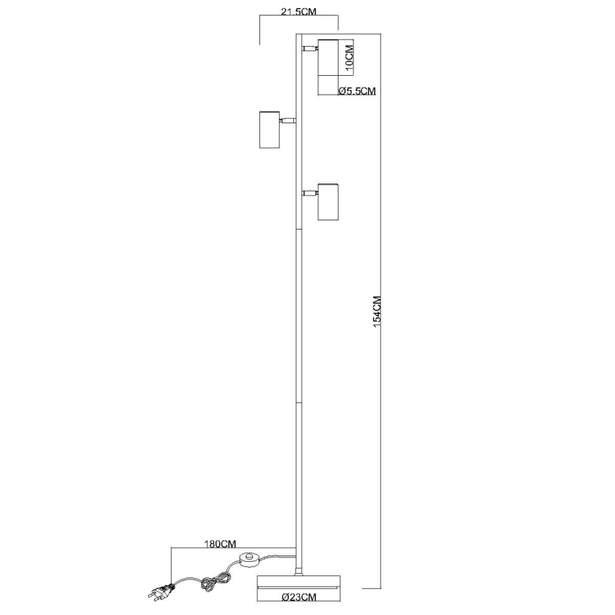 Globo - Lattialamppu 3xGU10/5W/230V harmaa