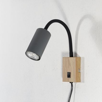 Globo - Joustava seinävalaisin 1xGU10/25W/230V harmaa/ruskea