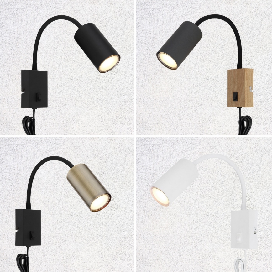 Globo - Joustava seinävalaisin 1xGU10/25W/230V musta/messinki