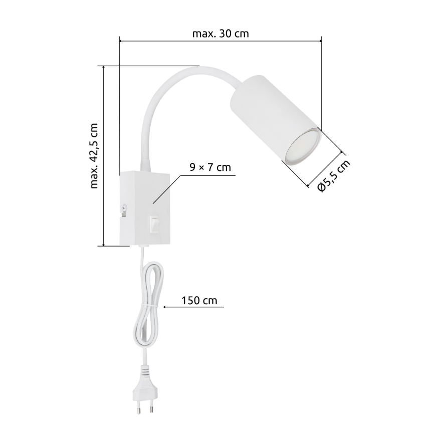 Globo - Joustava seinävalaisin 1xGU10/25W/230V valkoinen
