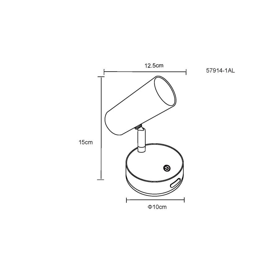 Globo - LED-himmennettävä ladattava seinäspotti LED/0,4W/3,7V 1800 mAh musta