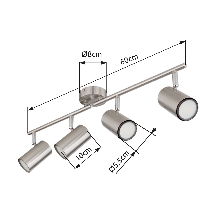 Globo - Kohdevalo 4xGU10/25W/230V mattakromi