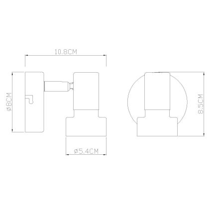 Globo - Seinäkohdevalo 1xGU10/25W/230V musta/kulta
