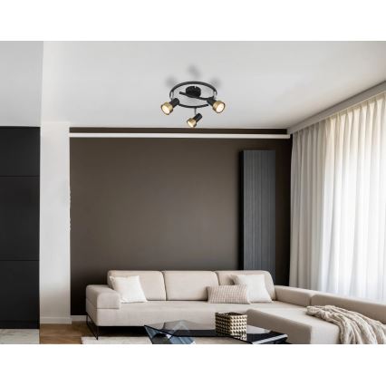 Globo - Kohdevalo  3xGU10/25W/230V musta/kulta