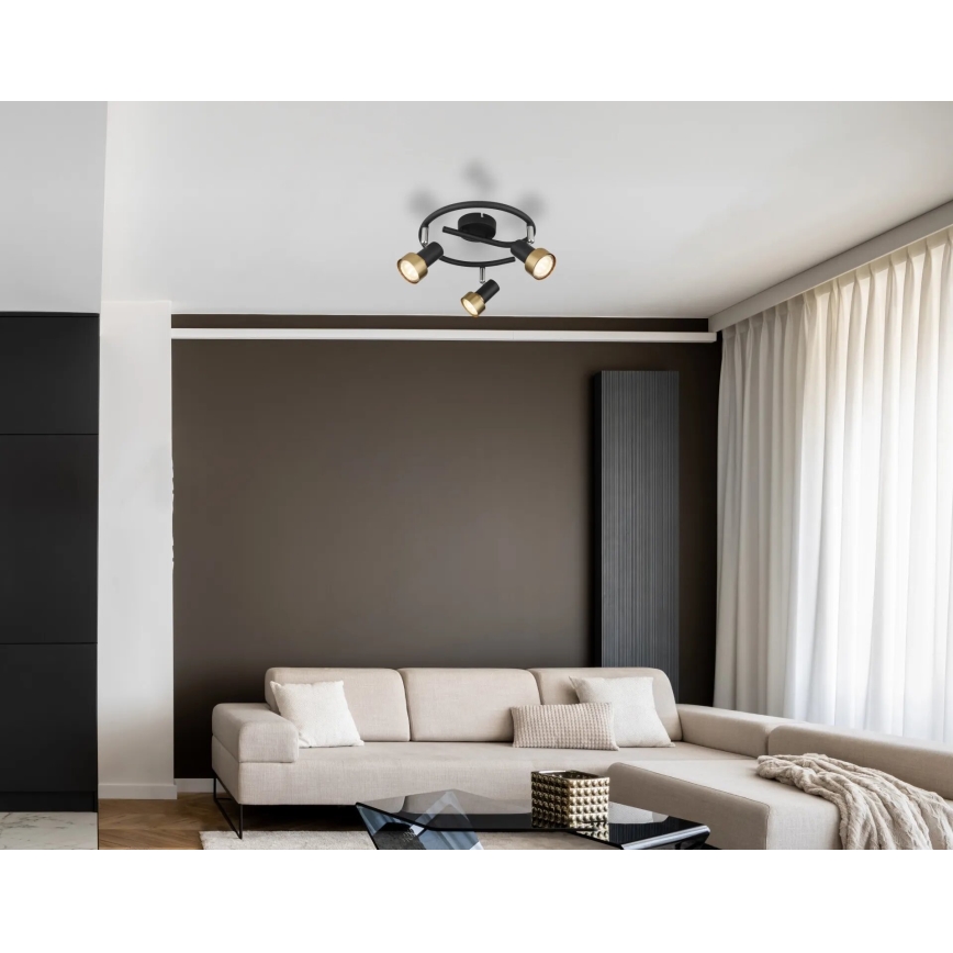 Globo - Kohdevalo  3xGU10/25W/230V musta/kulta