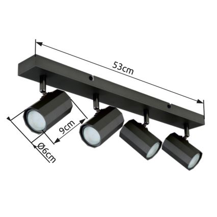 Globo - Kohdevalo 4xGU10/25W/230V musta