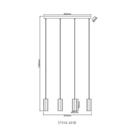 Globo - Kattokruunu johdossa 4xGU10/25W/230V musta