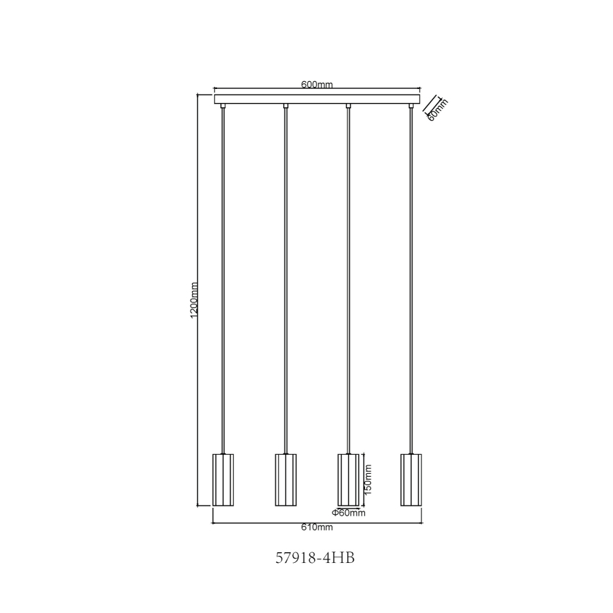 Globo - Kattokruunu johdossa 4xGU10/25W/230V musta