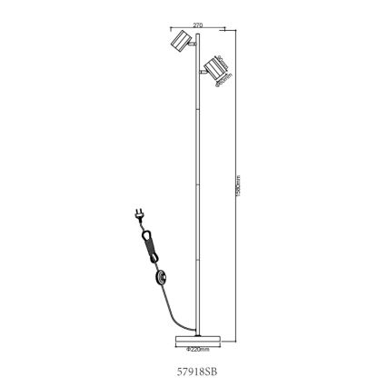 Globo - Lattialamppu 2xGU10/5W/230V musta
