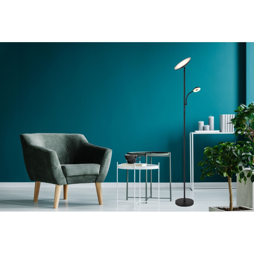 Globo - LED himmennettävä lattiavalaisin LED/20W/230V+ LED/5W 3000/4000/6500K musta