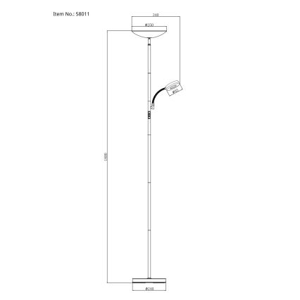 Globo - LED himmennettävä lattiavalaisin LED/20W/230V+ LED/5W 3000/4000/6500K musta