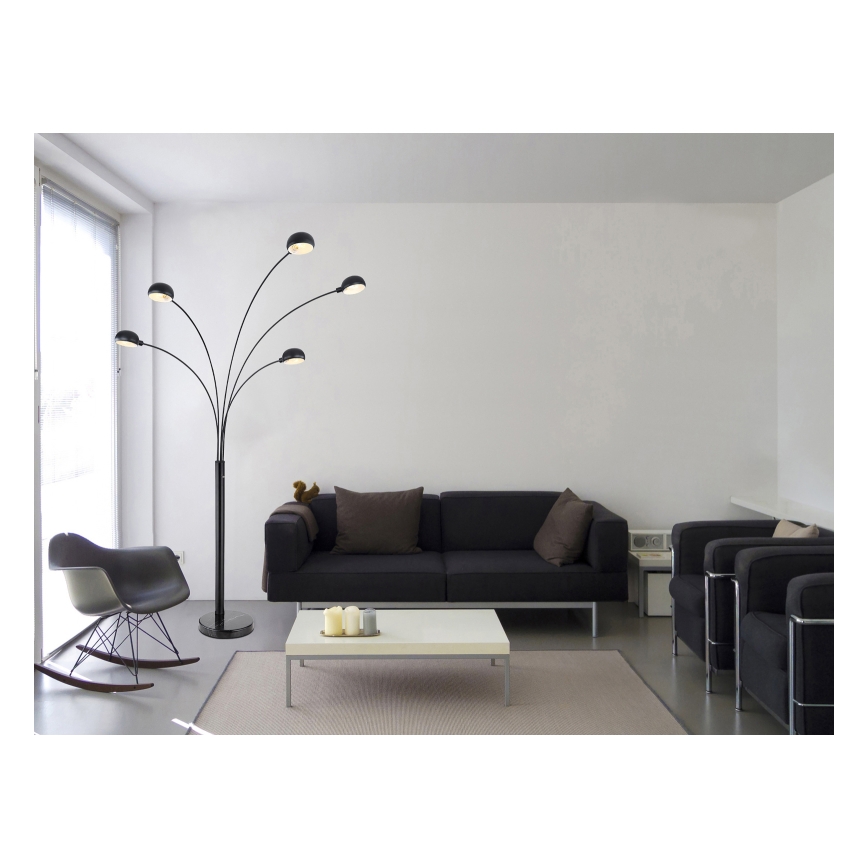 Globo - Lattialamppu 5xE14/40W/230V musta