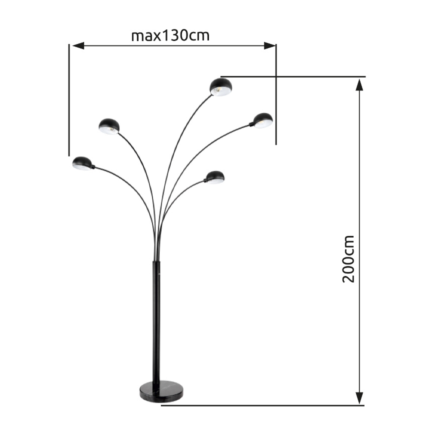 Globo - Lattialamppu 5xE14/40W/230V musta