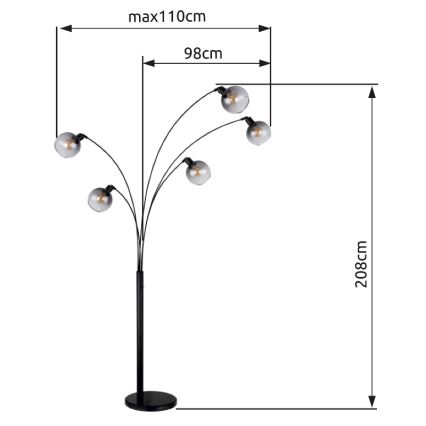 Globo - Lattialamppu 5xE27/40W/230V savuinen
