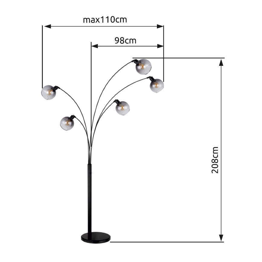 Globo - Lattialamppu 5xE27/40W/230V savuinen