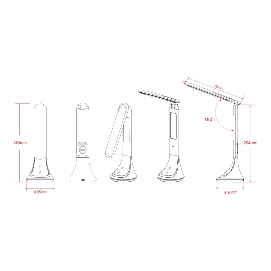 Globo - LED himmennettävä ladattava pöytälamppu näytöllä LED/4W/230V 2200 mAh musta