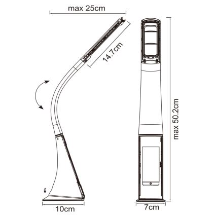 Globo - himmennettävä kosketusohjattu pöytälamppu näytöllä LED/6,5W/230V 3000/4500/5800K musta