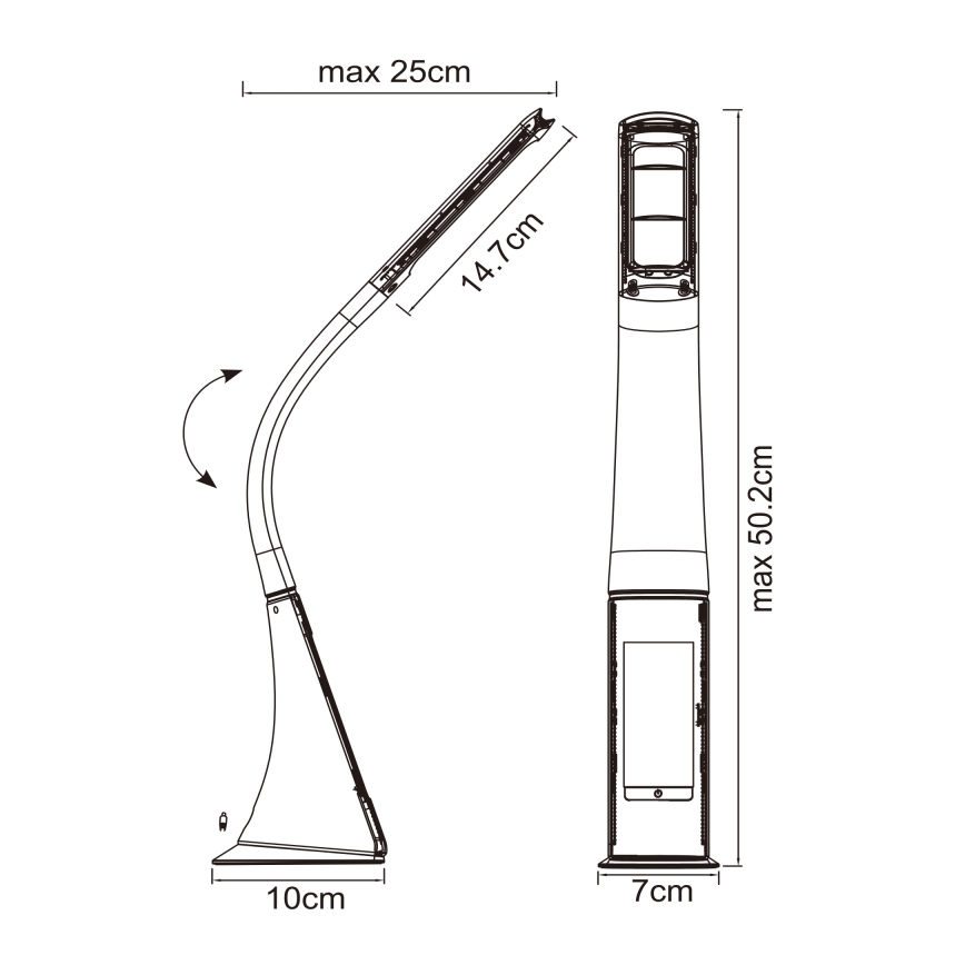 Globo - himmennettävä kosketusohjattu pöytälamppu näytöllä LED/6,5W/230V 3000/4500/5800K musta