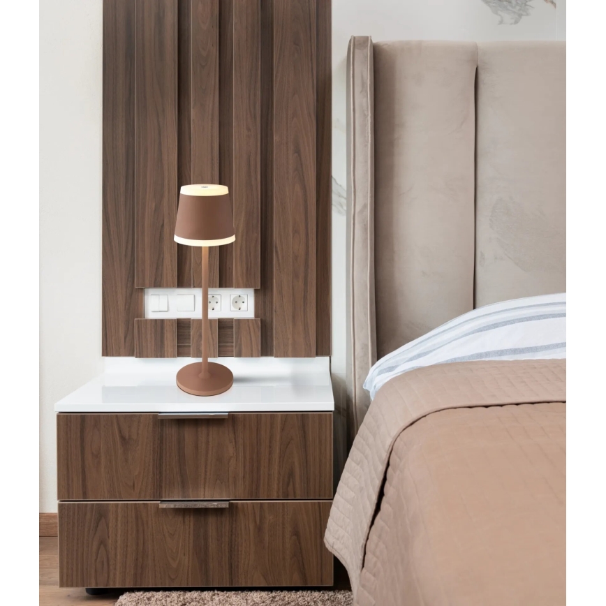 Globo - LED himmennettävä ladattava kosketuspöytävalaisin LED/4,6W/3,7V 3000K 1800mAh ruskea IP54