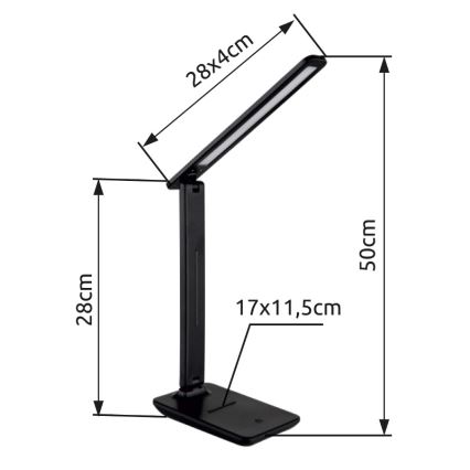 Globo - LED kosketuksella himmennettävä pöytävalaisin LED/5W/230V 2700/4000/6500K musta