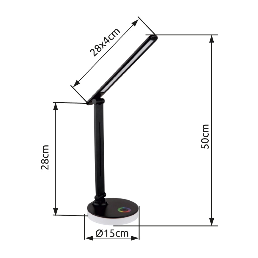 Globo - LED RGBW himmennettävä kosketuspöytävalaisin LED/5W/230V + LED/2W 2700K/4000K/6500K musta
