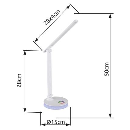 Globo - LED RGBW himmennettävä kosketuspöytävalaisin LED/5W/230V + LED/2W 2700K/4000K/6500K valkoinen