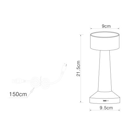 Globo - LED himmennettävä kosketuspöytävalaisin LED/1W/3,7V 2700K/4000K/6500K 800 mAh USB kulta