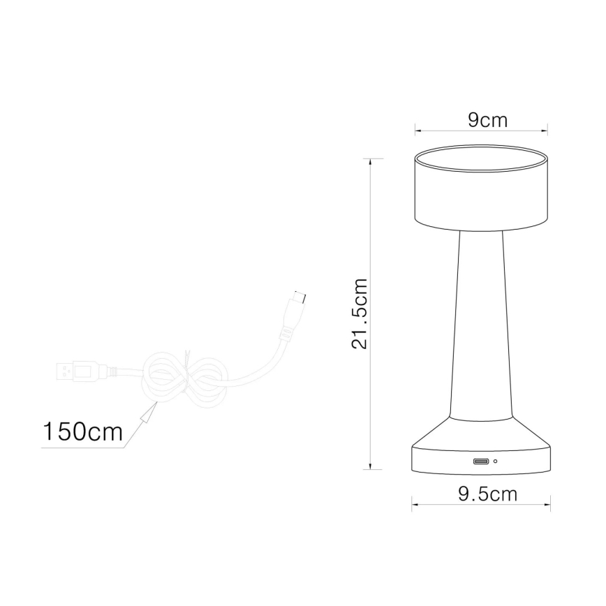 Globo - LED himmennettävä kosketuspöytävalaisin LED/1W/3,7V 2700K/4000K/6500K 800 mAh USB kulta