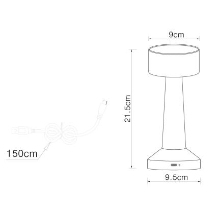 Globo - LED himmennettävä kosketuspöytävalaisin LED/1W/3,7V 2700K/4000K/6500K 800 mAh USB valkoinen