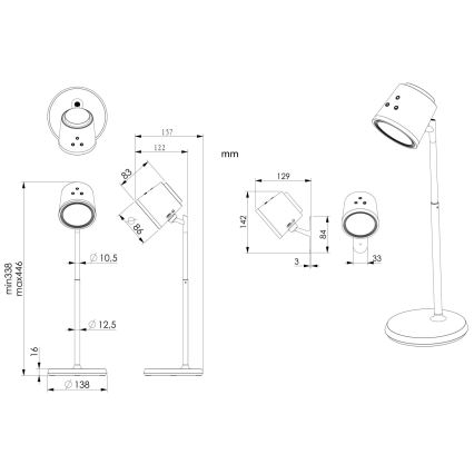 Globo - LED himmennettävä kosketuspöytävalaisin 4-in-1 LED/6W/3,7V 3000K/4000K/6500K 1500 mAh USB valkoinen