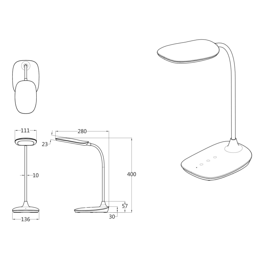 Globo - Himmennettävä LED-kosketuspöytävalaisin LED/9W/230V 3000K/4000K/6500K CRI 90 musta