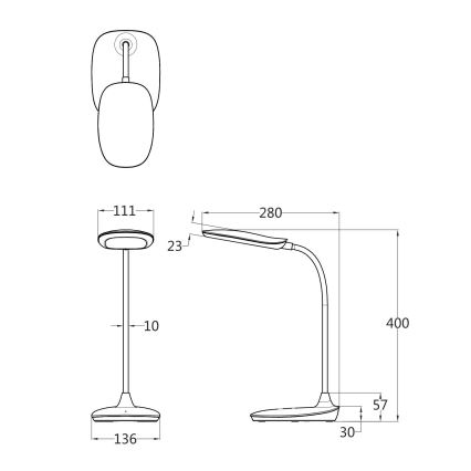 Globo - Himmennettävä LED-kosketuspöytävalaisin LED/9W/230V 3000K/4000K/6500K CRI 90 valkoinen