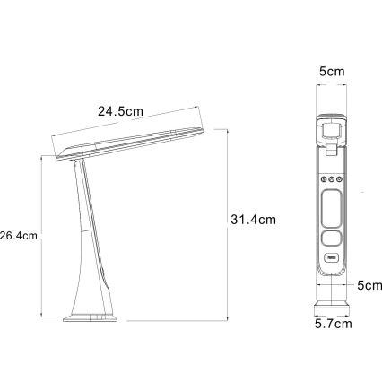 Globo - LED Himmennettävä kosketusohjattu ladattava pöytälamppu LED/2W/5V 3000/4000/5000K 1800 mAh