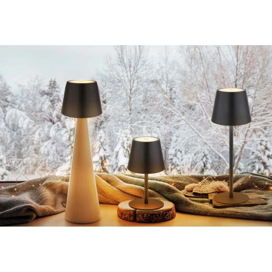 Globo - kosketushimmennettävä, ladattava LED-pöytälamppu ulkokäyttöön 3-in-1 LED/3W/5V 3000/4000/5000K IP54 1800 mAh musta