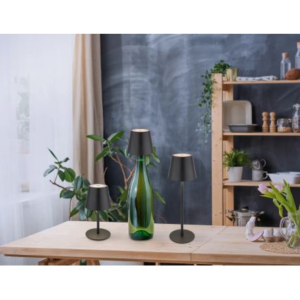 Globo - kosketushimmennettävä, ladattava LED-pöytälamppu ulkokäyttöön 3-in-1 LED/3W/5V 3000/4000/5000K IP54 1800 mAh musta