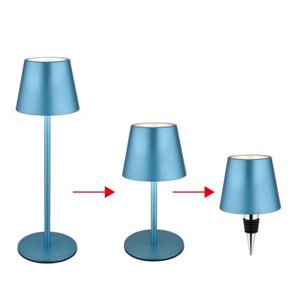 Globo - himmennettävä kosketusohjattu ladattava ulkokäyttöön tarkoitettu LED-pöytälamppu 3-in-1 LED/3W/5V 3000/4000/5000K IP54 1800 mAh sininen