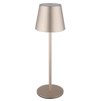Globo - himmennettävä, kosketusohjattu, ladattava ulkokäyttöinen pöytävalaisin 3-in-1 LED/3W/5V 3000/4000/5000K IP54 1800 mAh messinki