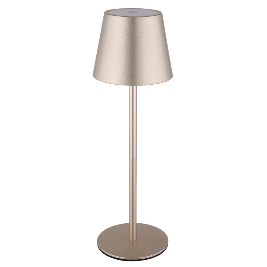 Globo - himmennettävä, kosketusohjattu, ladattava ulkokäyttöinen pöytävalaisin 3-in-1 LED/3W/5V 3000/4000/5000K IP54 1800 mAh messinki