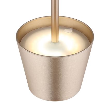 Globo - himmennettävä, kosketusohjattu, ladattava ulkokäyttöinen pöytävalaisin 3-in-1 LED/3W/5V 3000/4000/5000K IP54 1800 mAh messinki
